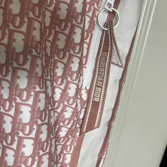 open lace back dress Baby pink spandex dress with CD inspired monogram print – logofabrics main image 1